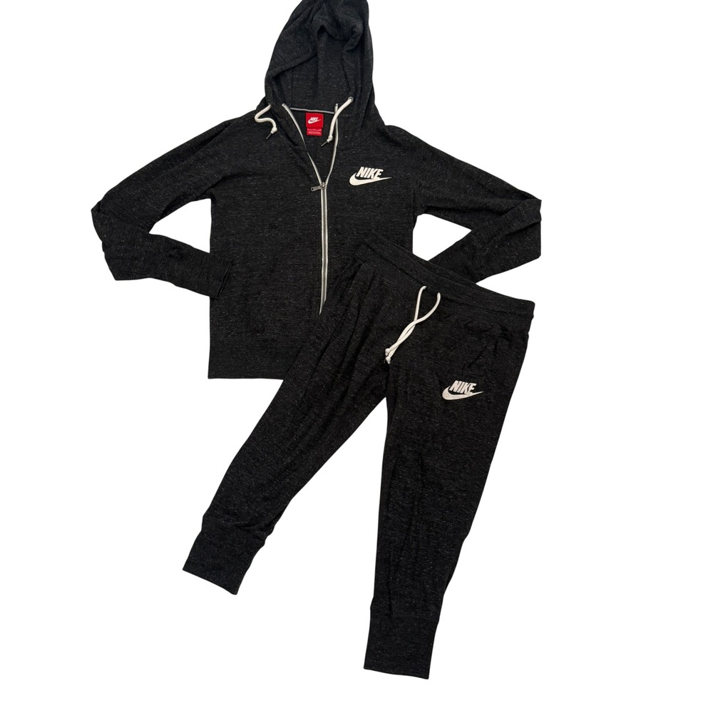 Vintage Nike Sportswear Gym Hoodie and Joggers Set Charcoal Gray Heather Small